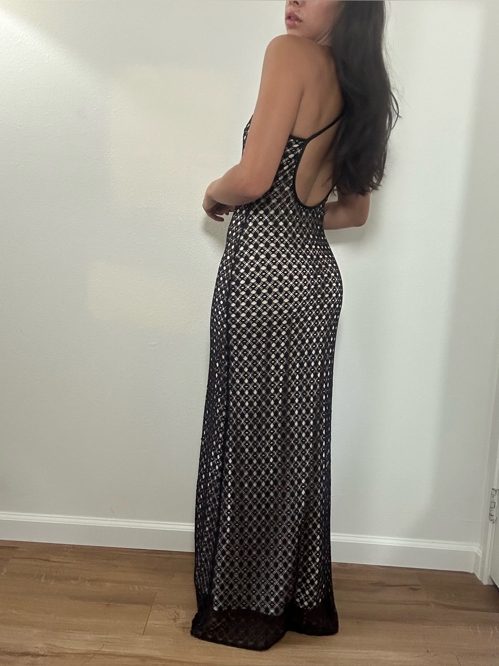 Laundry By Shelli Segal vintage 90’s Black Lace Maxi Dress Evening Dress Size S - Picture 6 of 16